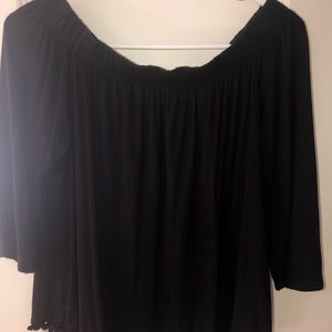 off the shoulder black shirt!